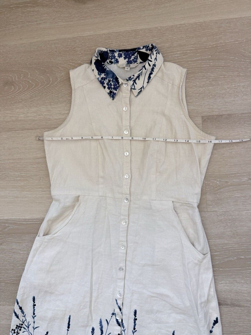 Linen Cotton Floral Midi Shirt Dress AND Anita Dongre Anthro Pockets Sz 2 UK 10 - Picture 6 of 12
